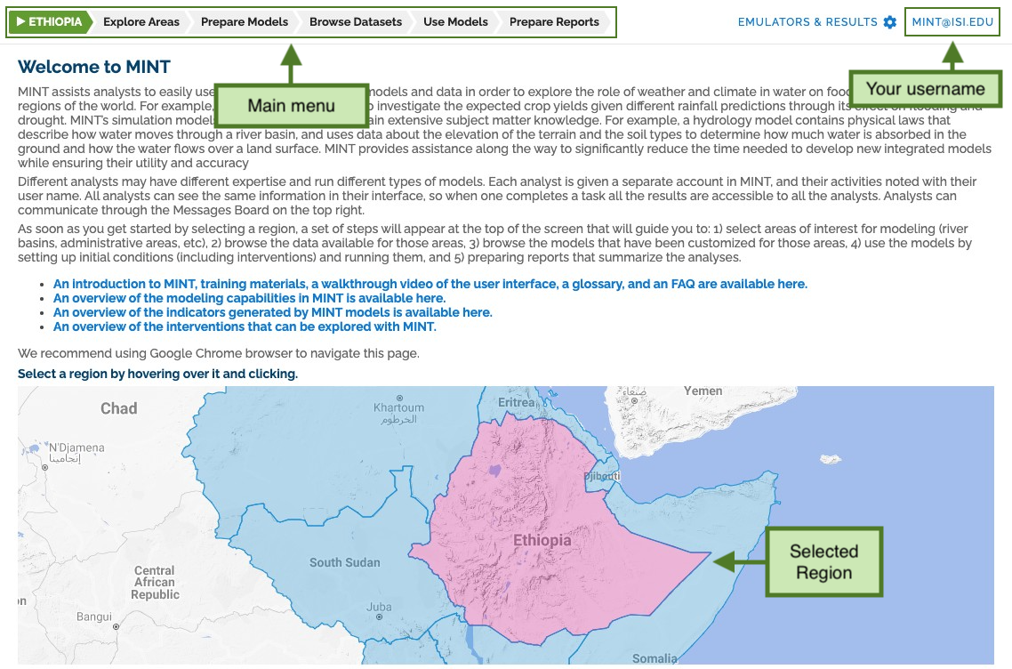 MINT Project Home Interface